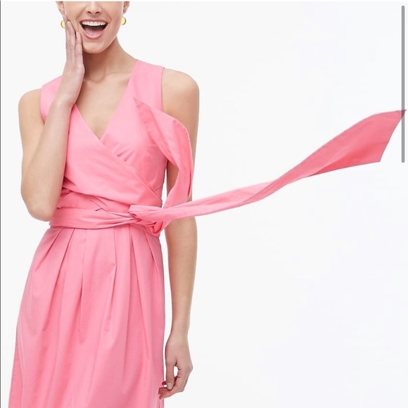 NWT J. CREW Dress V Neck Wrap Bow Dress Pink Azalea 6 - Picture 3 of 8